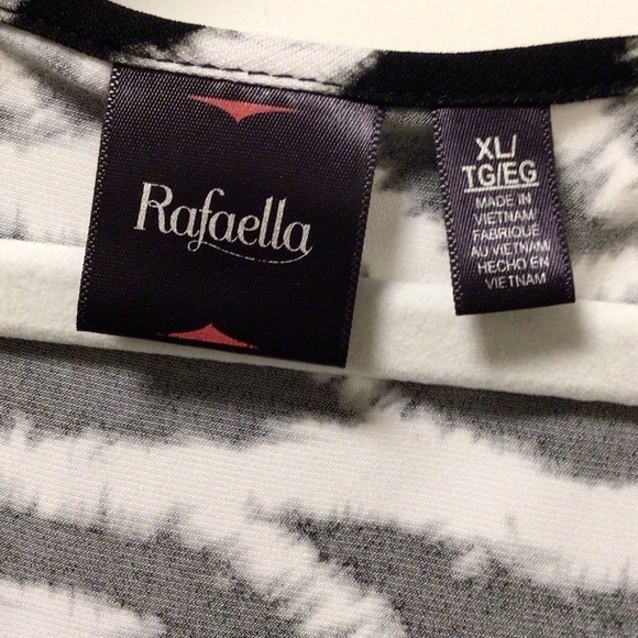 Womens Rafaella White/black short sleeve boat neck knot front blouse - Picture 2 of 5